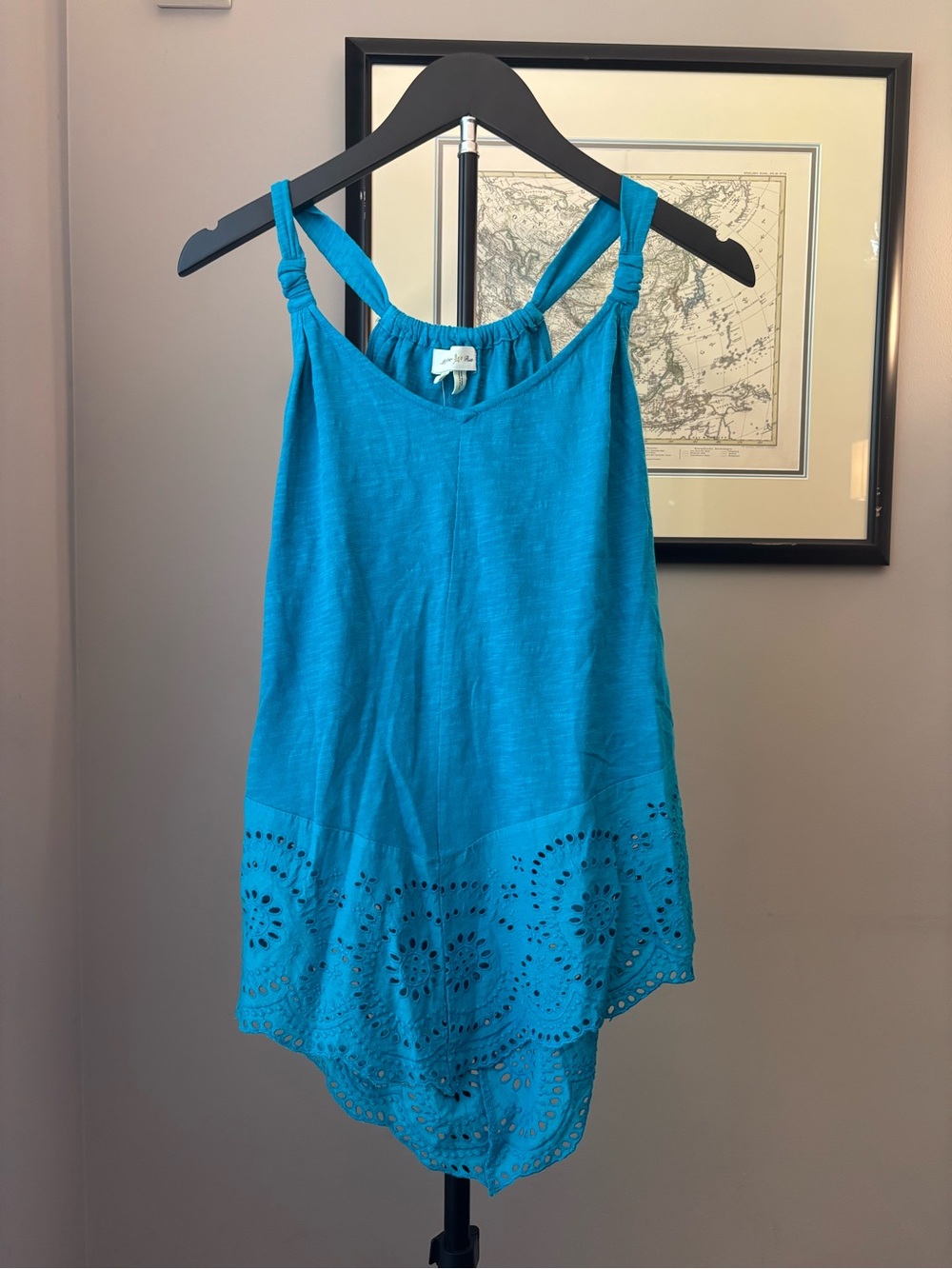 Meadow Rue Anthropologie Turquoise Eyelet-Hem Camisole Tank Top